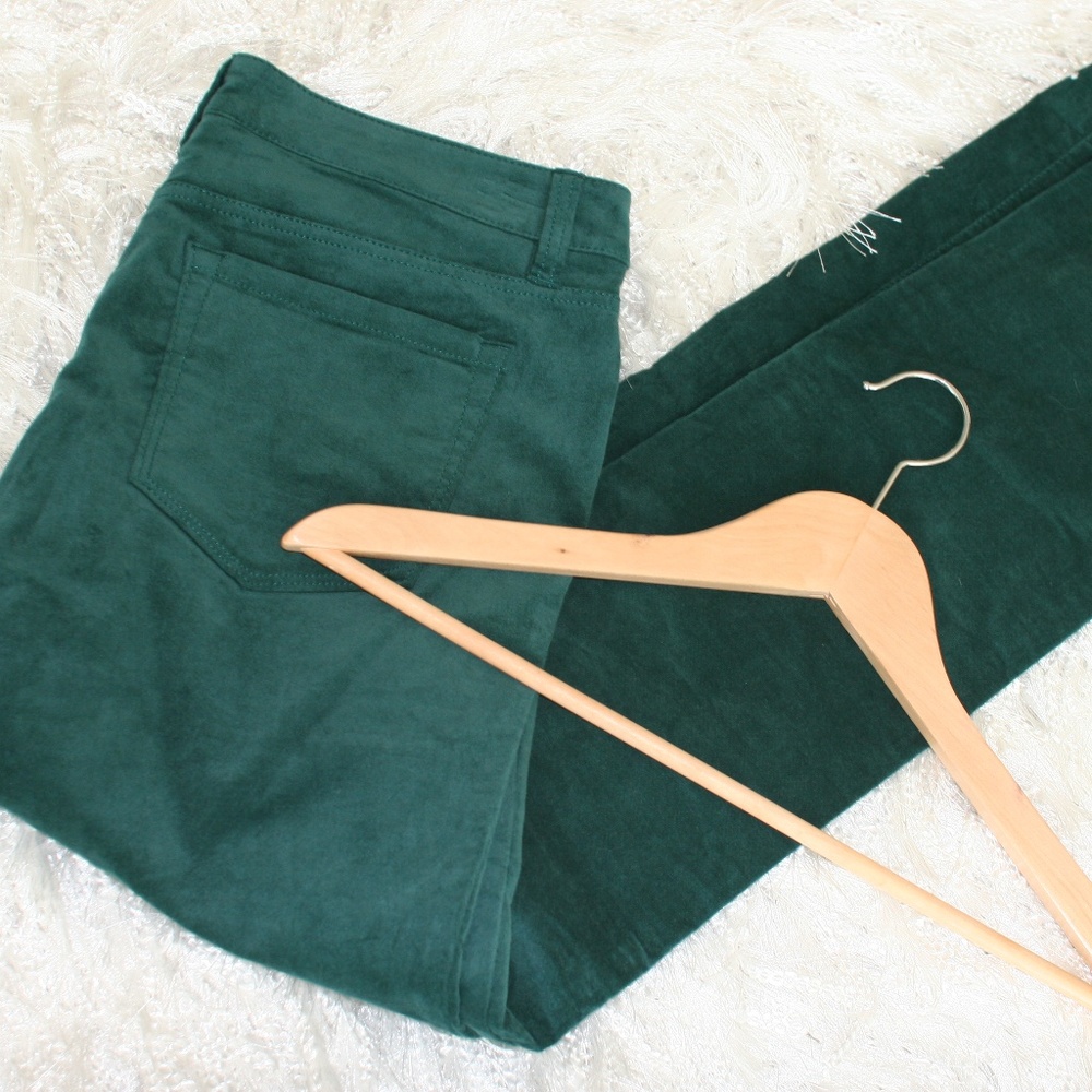 LOFT Dark Green Velvet Pants Women's 6